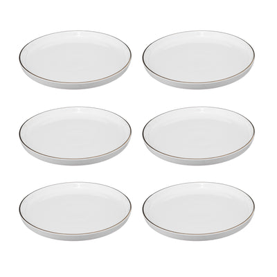 Talerze deserowe porcelanowe SUBLIMA, złota obwódka, 6 sztuk x Ø 20 cm