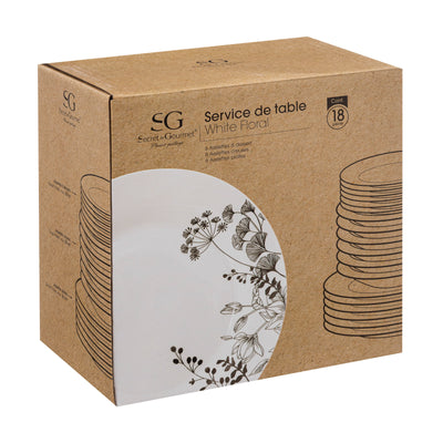 Porcelanowa zastawa dla 6 osób WHITE FLORAL, 18 elementów