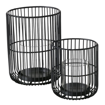 Lampion metalowy ze szklanym wkładem CINDY, 14 - 20 cm