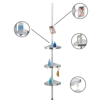 OUTLET Półka łazienkowa narożna  Premium Edge, 3 poziomy, lusterko, teleskopowa, WENKO