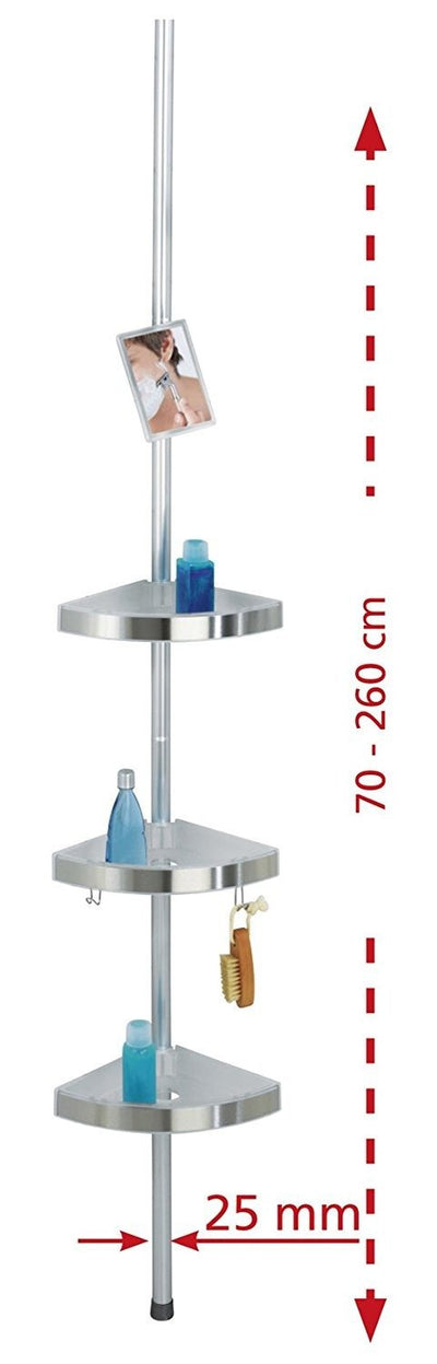 OUTLET Półka łazienkowa narożna  Premium Edge, 3 poziomy, lusterko, teleskopowa, WENKO