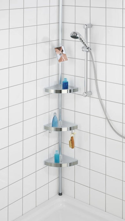 OUTLET Półka łazienkowa narożna  Premium Edge, 3 poziomy, lusterko, teleskopowa, WENKO