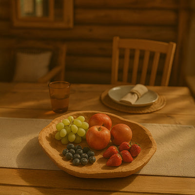 Taca dekoracyjna z drewna tekowego, 35x30x4 cm, półmisek na owoce