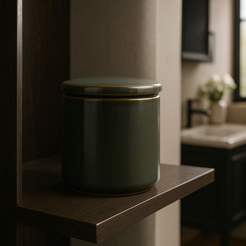 Pojemnik na waciki GREEN HARMONY, Ø 10 cm, ceramika