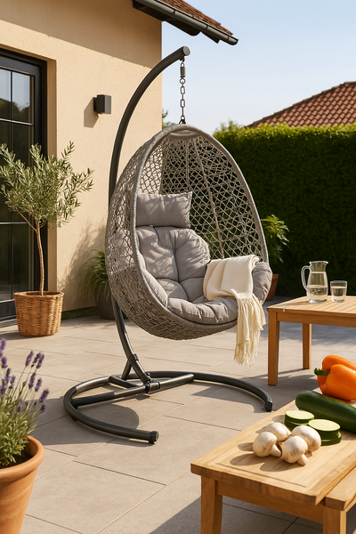 Stojak na fotel wiszący ORBIANA, stalowy, antykorozyjny, wys. 210 cm