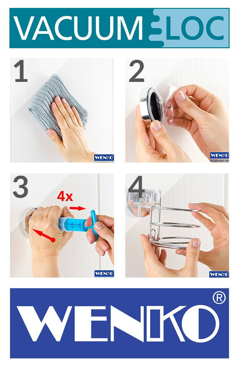 OUTLET Uchwyt na suszarkę do włosów MILAZZO, Vacuum-Loc - stal chromowana, WENKO