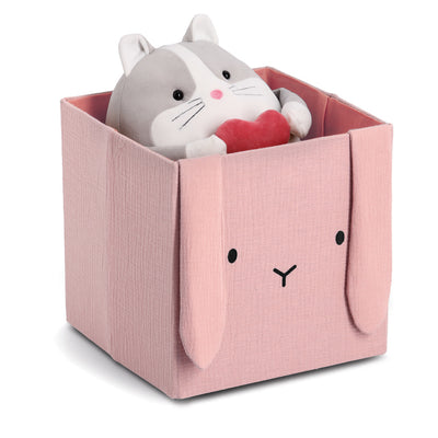 Pojemnik na zabawki muślinowy COZY KIDS z uszkami, 28 x 28 x 28 cm