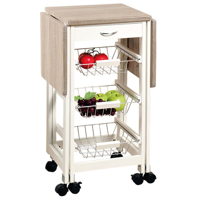 OUTLET Wózek kuchenny z rozkładanym blatem, 3 półki, KESPER