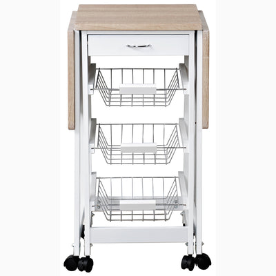 OUTLET Wózek kuchenny z rozkładanym blatem, 3 półki, KESPER