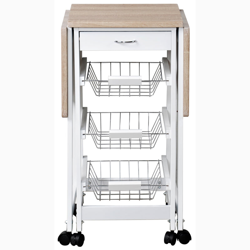 OUTLET Wózek kuchenny z rozkładanym blatem, 3 półki, KESPER