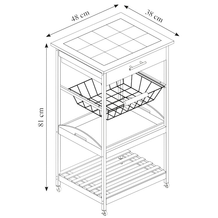 OUTLET Wózek kuchenny z wyjmowaną tacą i koszem na warzywa, bambus, Kesper