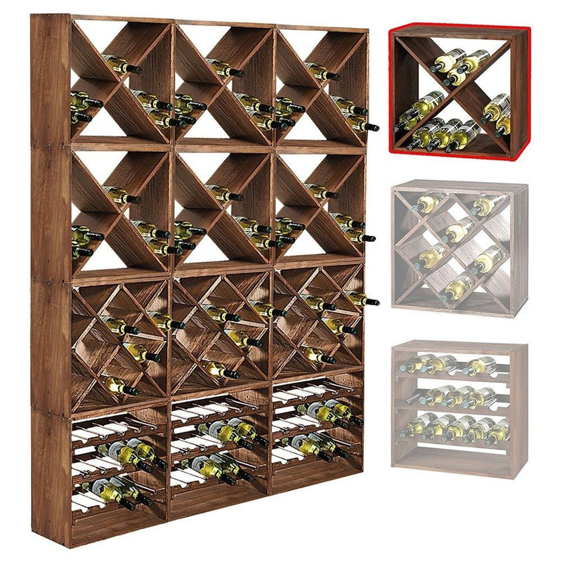 OUTLET Stojak na wino wykonany z drewna sosnowego