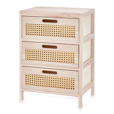 OUTLET Wąska komoda z 3-szufladami, plecionka wiedeńska, 29 x 40 x 58 cm