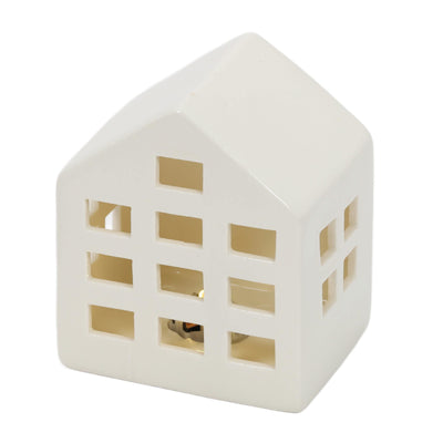 Ceramiczne domki LED SCANDI, 3 ozdoby świetlne