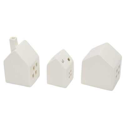 Ceramiczne domki LED SCANDI, 3 ozdoby świetlne