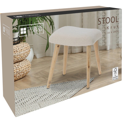 Taboret boucle KRUK, 40 x 28 x 38 cm