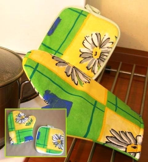 OUTLET Komplet kuchenny Wiosenny Kwiatek - rękawica i łapka