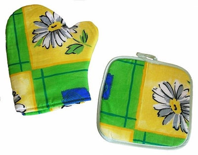 OUTLET Komplet kuchenny Wiosenny Kwiatek - rękawica i łapka