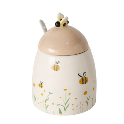 Pojemnik ceramiczny z pokrywką i łyżeczką HONEY, 445 ml