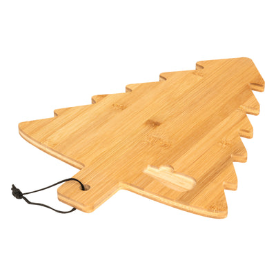 Bambusowa deska w kształcie choinki, z nożem do sera