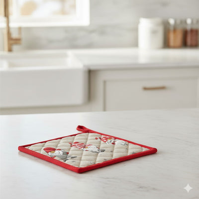 Bawełniana łapka kuchenna z motywem skrzata, 20×20 cm