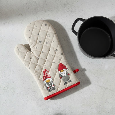 Bawełniana rękawica do pieczenia z motywm skrzata, 31×18 cm