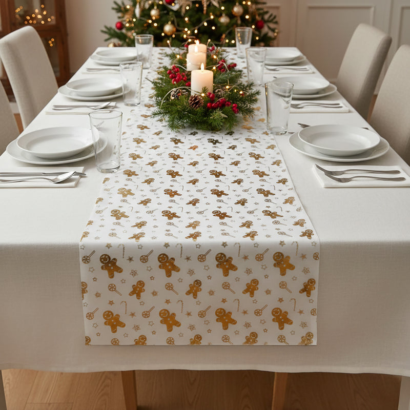 Bieżnik ze złotym wzorem pierników, 28 x 300 cm