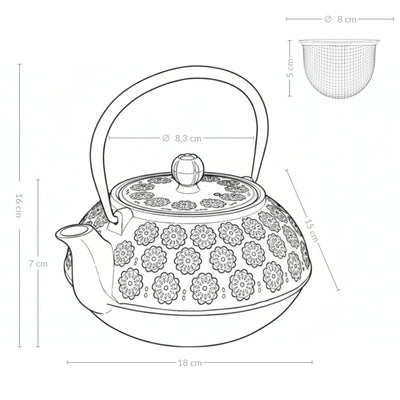 Czajnik żeliwny z zaparzaczem KUMO, 1000 ml