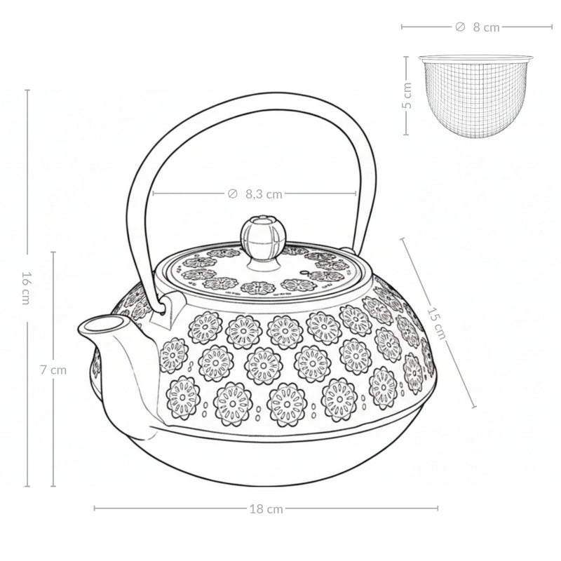 Czajnik żeliwny z zaparzaczem KUMO, 1000 ml