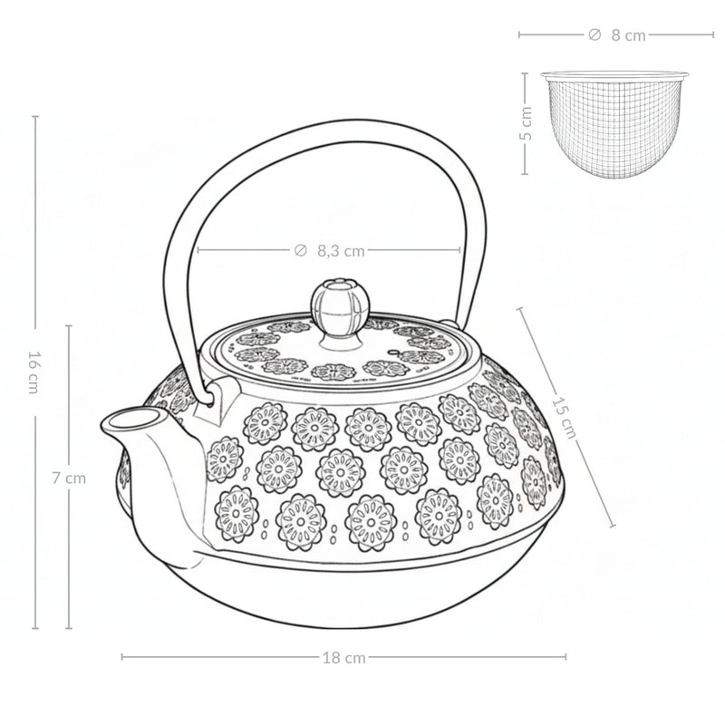 Czajnik żeliwny z zaparzaczem KUMO, 1000 ml