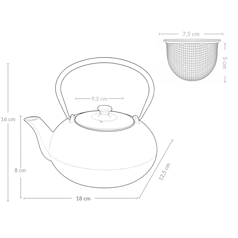 Czajnik żeliwny z zaparzaczem NOMI, 800 ml