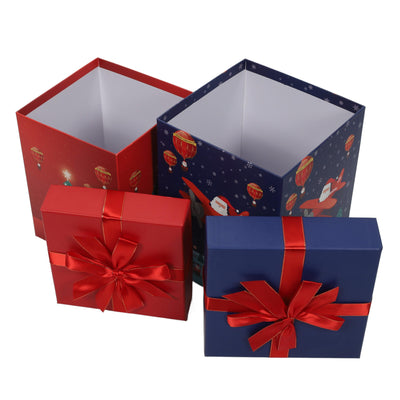 Dwa pudełka na prezenty z motywem Mikołaja, 26 i 23 cm