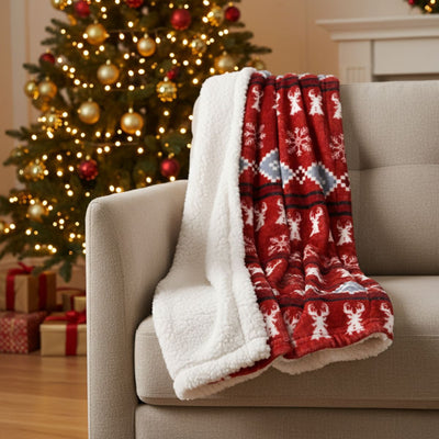 Dwustronny koc świąteczny, 130 x 160 cm