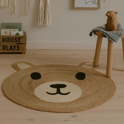 Dywanik do pokoju dziecięcego NIMI, miś z uszkami, Ø 90 cm