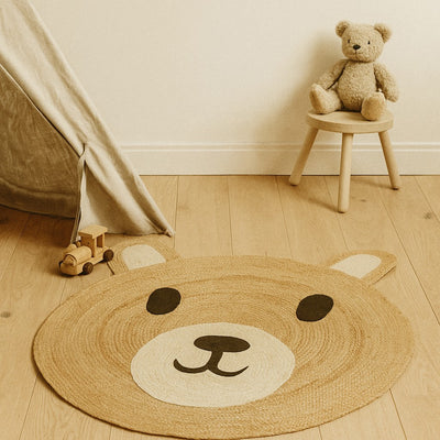 Dywanik do pokoju dziecięcego NIMI, miś z uszkami, Ø 90 cm