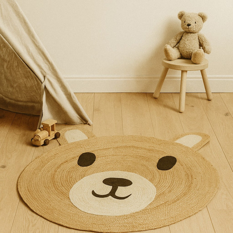 Dywanik do pokoju dziecięcego NIMI, miś z uszkami, Ø 90 cm