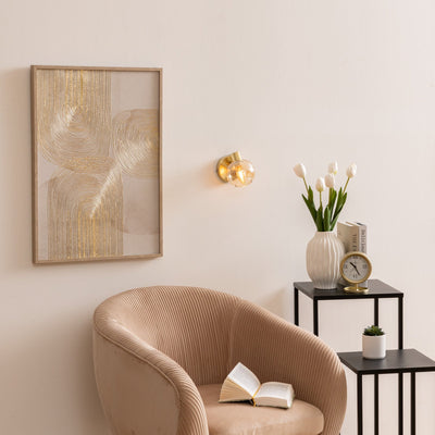 Kinkiet kula PILLA, złoto i szkło, Ø 10 cm