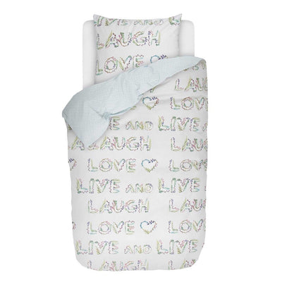 Kolorowy komplet pościeli z bawełny perkalowej z napisami, 140 x 220 cm, Esprit,