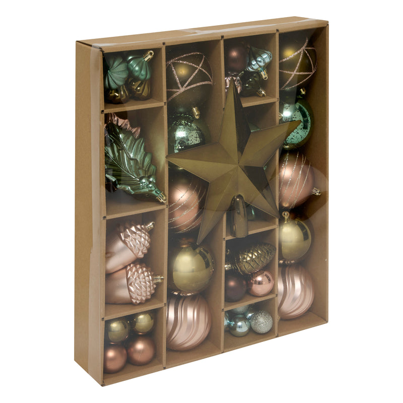 Komplet bombek i ozdób świątecznych, 60 sztuk