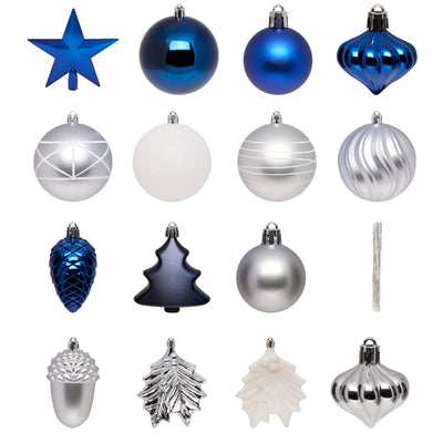 Komplet bombek i ozdób świątecznych, 60 sztuk