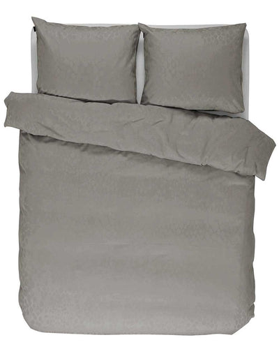 Komplet pościeli bawełny satynowej w odcieniu szarości, poszewki dekoracyjne z motywem zwierzęcym, Essenza, 200 x 220 cm