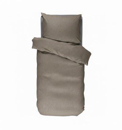 Komplet pościeli z satyny bawełnianej w odcieniu taupe, poszewki dekoracyjne z motywem zwierzęcym, Essenza 140x220+60x70	cm