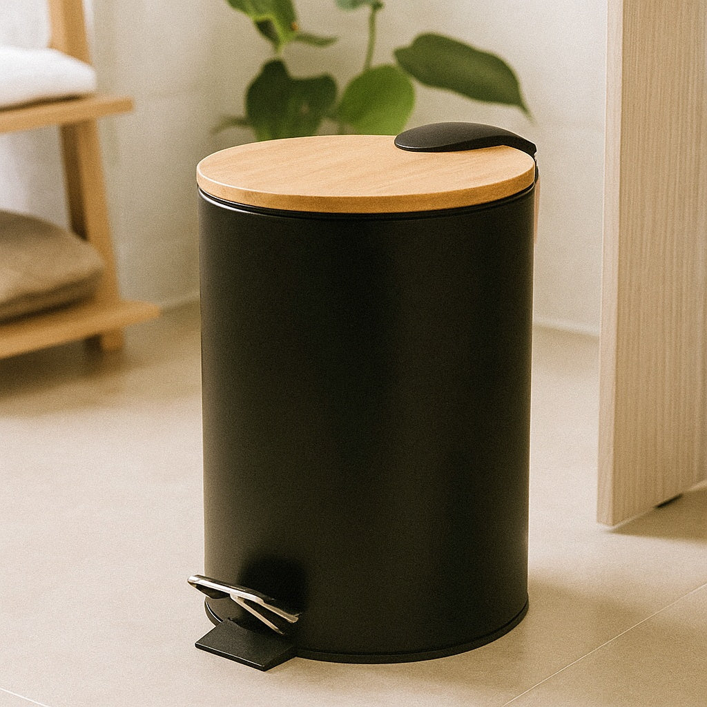 Kosz łazienkowy z bambusem ZETRU, 3 l