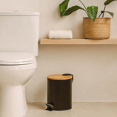 Kosz łazienkowy z bambusem ZETRU, 3 l