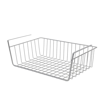 Koszyk podwieszany na owoce, metalowy, jasnoszary, 40 x 25,5 x 14,3 cm