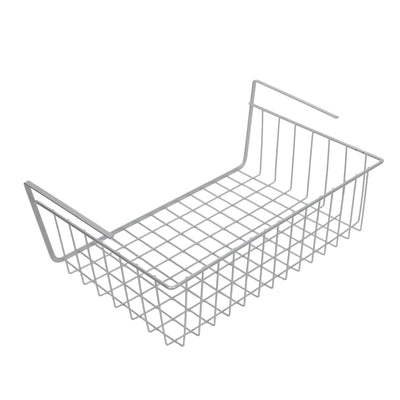 Koszyk podwieszany na owoce, metalowy, jasnoszary, 40 x 25,5 x 14,3 cm