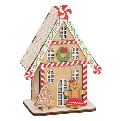 Lampion świąteczny LED, domek z piernika, 15 cm