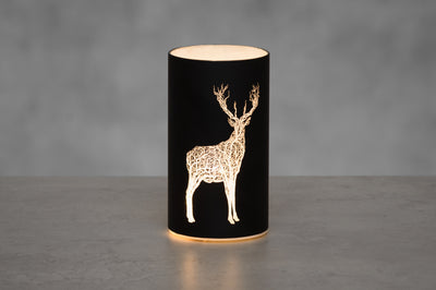 Lampion szklany LED z reniferem, 15,5 cm