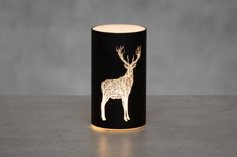 Lampion szklany LED z reniferem, 15,5 cm