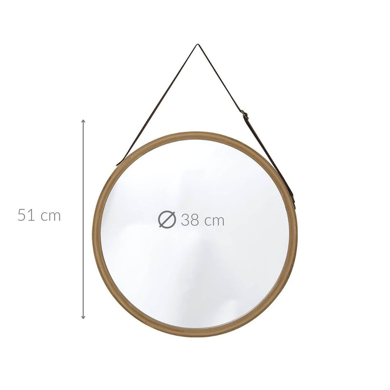 Lustro łazienkowe w bambusowej ramie LYSA, Ø 38 cm